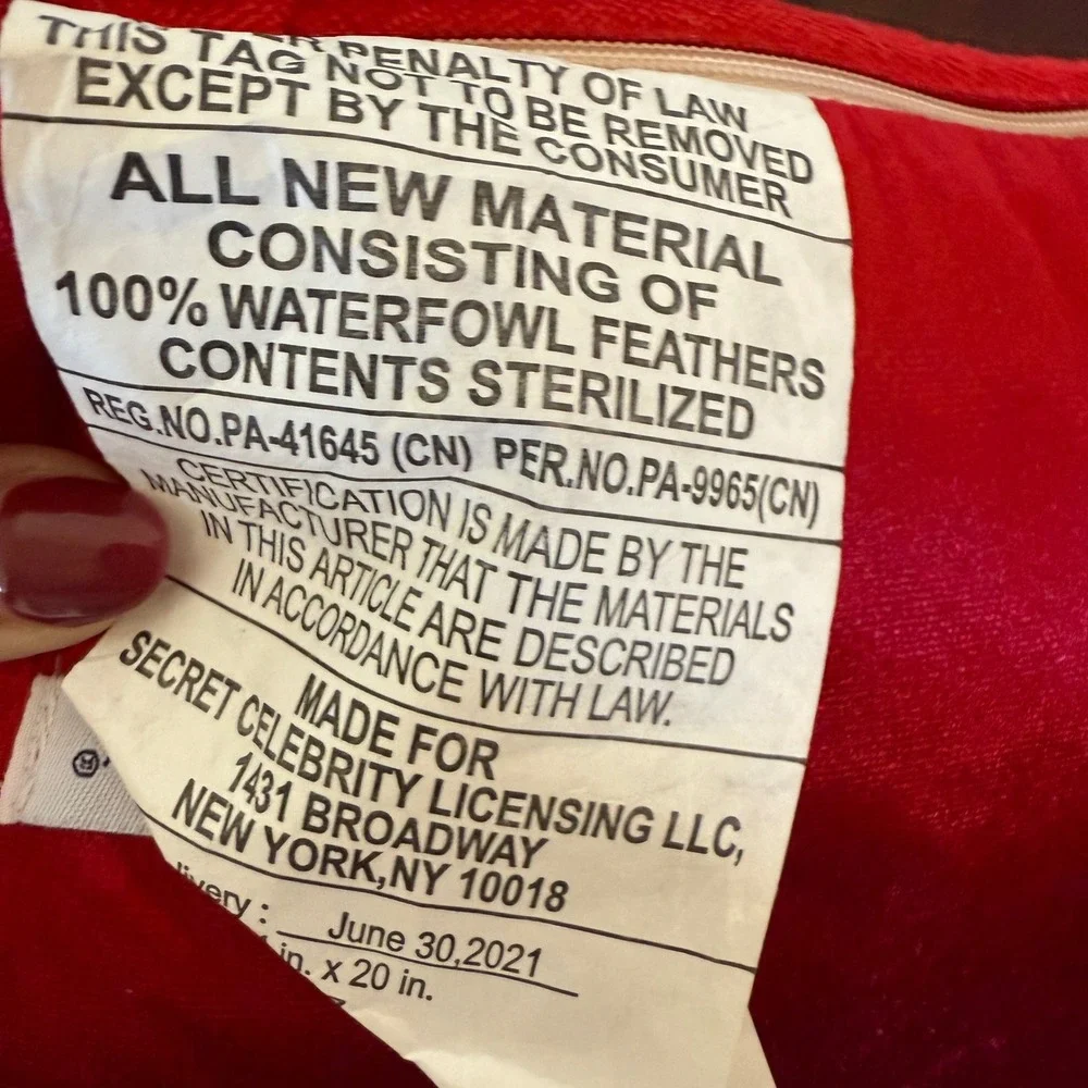 Secret Celebrity Christmas Pillow Red Car Tree Embroidered‎ 14x20 Throw Cushion